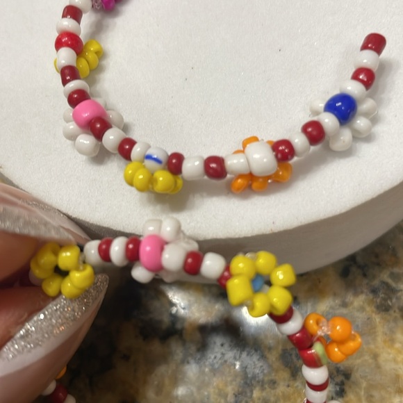 Zara Colorful Beaded Flower Hoop Earrings - Picture 10 of 11